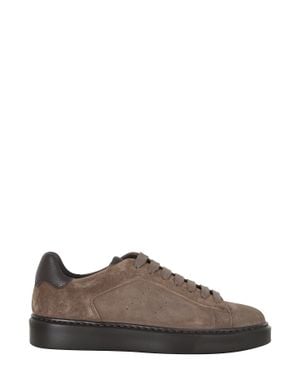 Doucal's Clay Suede Leather Low-Top Sneakers - Brown