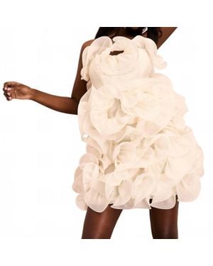 ASOS Organza Ruffle Bandeau Strapless Mini Dress - Natural