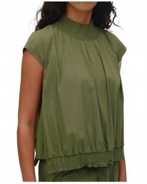 Rabens Saloner Dori Papery Shirring Top - Green