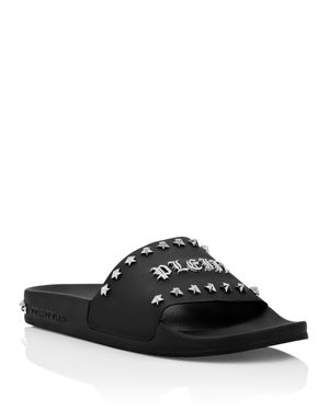 Philipp Plein Flat Gummy Sandals Gothic Plein - Black