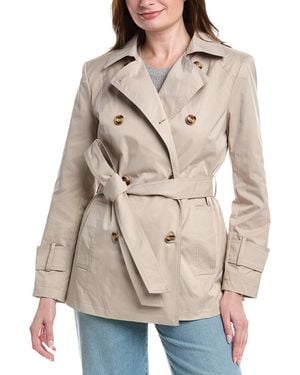 Sam Edelman Double-Breasted Short Trench Coat - Natural