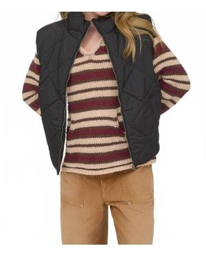 Blu Pepper Quilted Zip Up Fleece Lined Puffer Vest - Black