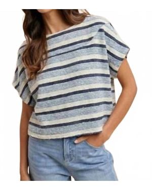 Anniewear Tweed Texture Striped Crop Knit Top - Gray