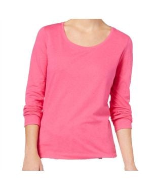 Jenni by Jennifer Moore Solid Fleece Pajama Top - Pink