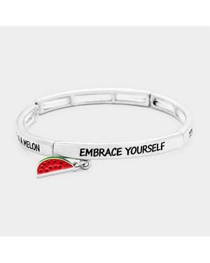 Fashnzfab You Are One In. Watermelon Charm Stretch Bracelet - Metallic