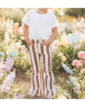 Saints & Hearts Kids' Striped Denim Flare Jean - Metallic