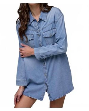 Hidden Jeans Oversized Shirt Dress - Blue