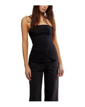 Free People Lora Tube Top Adjustable Strap Blouse Gbo3518 - Black