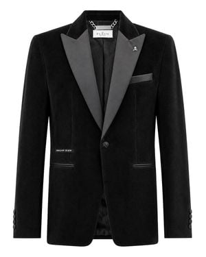 Philipp Plein Velvet Regular Fit Blazer - Black
