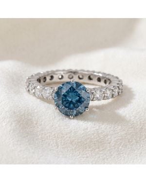 Pompeii3 4 3/4Ct & Diamond Eternity Engagement Ring 14K Lab Grown Size Selectable - Blue