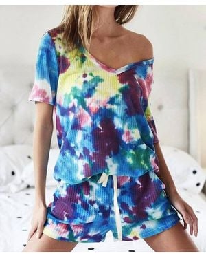 Bibi Waffle Tie Dye Shorts - Blue