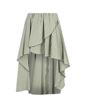 Caroline Constas Adelle Gingham Midi Asymmetric Skirt - Green