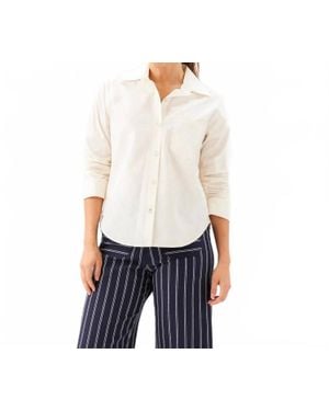 Karen Kane Ruched Sleeve Button Up Shirt - White
