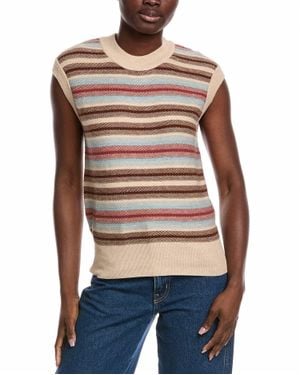 Minnie Rose Textured Stripe Cashmere-Blend Sweater Tank
