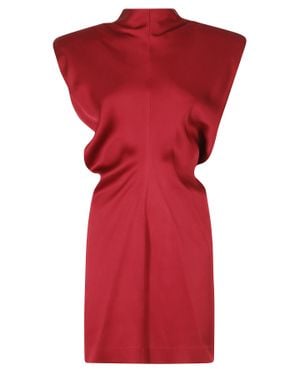 FEDERICA TOSI Ruby Padded Straps Front Pleat Acetate-Blend Mini Dress - Red