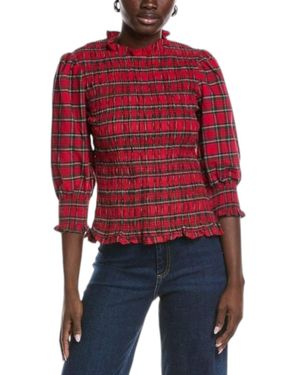 Sail To Sable Puff Sleeve Smocked Top - Red