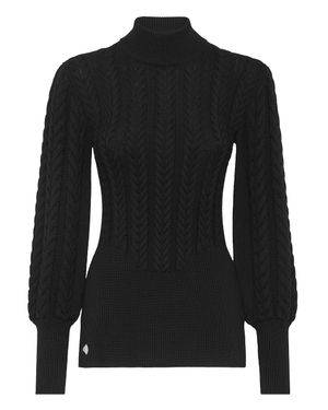 Philipp Plein Wool Turtleneck Ls Basic - Black