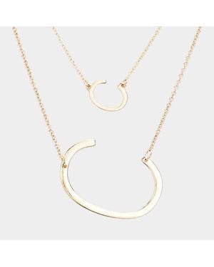Fashnzfab C- Initial Monogram 2Row Strand Double Detachable Chain Necklace - White