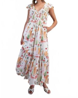 Eesome Desert Inspired V-Neck Maxi Dress - White