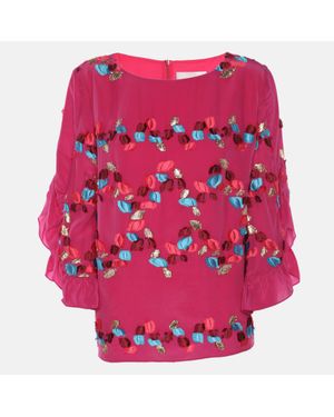 Peter Pilotto Embroidered Crepe Peplum Tops