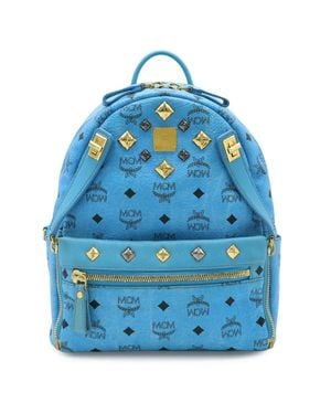 MCM Dual Stark Backpack Pvc/Leather - Blue