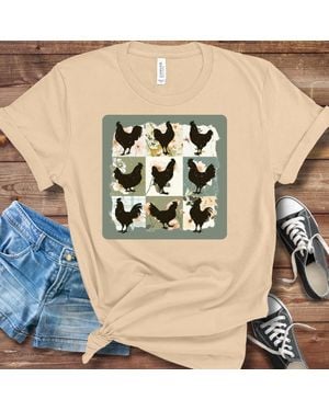 TRUEDAMES Boho Chicken Graphic Tshirt Bella + Canvas Farmhouse Shirt - Natural