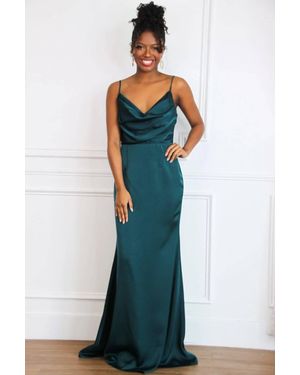 Maniju Alice Satin Bow Back Maxi Dress - Blue