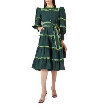 Celiab Hasu Tiered Midi Dress - Green