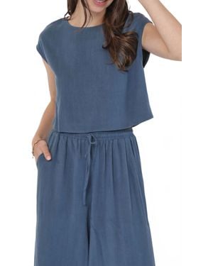 Sadie & Sage Sugarloaf Linen Top - Blue