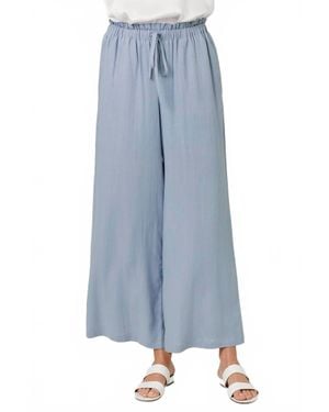 Mystree Waist Linen Wide Leg Pants - Blue
