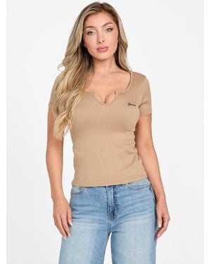 Guess Sammie Crewneck Crop Top - Blue