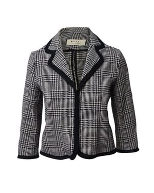 Marni Cropped Checked Jacket - Gray