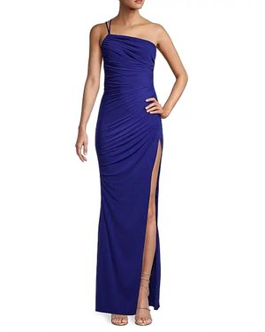 Katie May Winnipeg One Shoulder Ruched Maxi Dress - Blue
