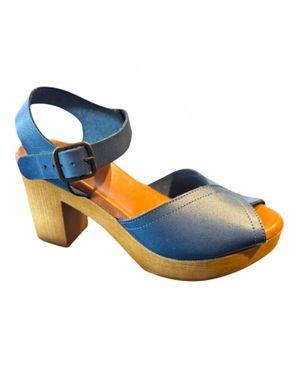 BTU by Bertuchi Saxon Wooden Platform Sandal - Blue