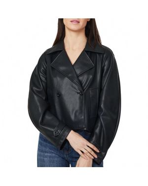 Habitual Vegan Leather Cropped Trench Coat - Black