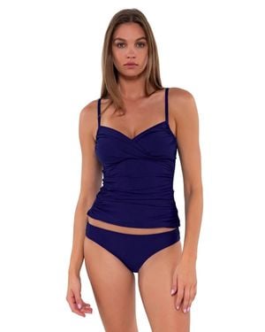 Sunsets Simone Tankini Top Stretch Ruched Swimwear Kfc775 - Blue