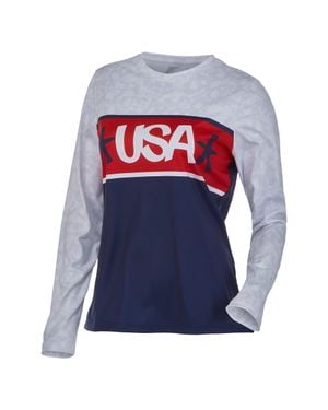 Spyder Usa Snow Long Sleeve Crew Neck Tee - Blue