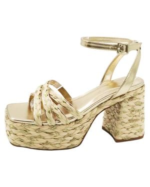 Let'S See Style Metallic Raffia Heels - Natural