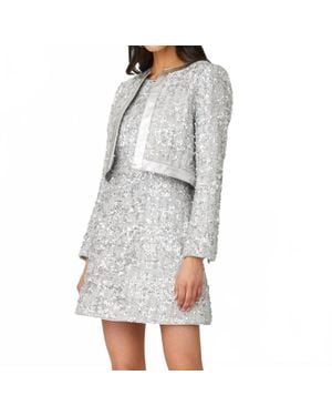 Shoshanna Charm Tweed Cropped Jacket - Gray