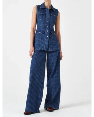 seventy + mochi Ani Sleeveless Button Front Vest - Blue