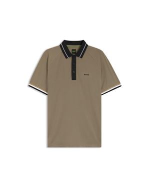 BOSS Active Slim-Fit Polo Shirt With Branded Details - Green