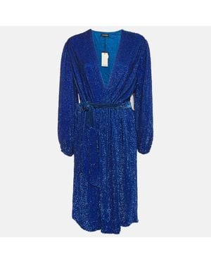 retroféte Sequin Gabrielle Wrap Dress - Blue