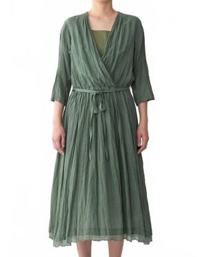 Pas De Calais Botanical Dye Belted Dress - Green