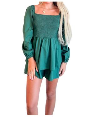 Day + Moon Poplin Game Day Romper - Green