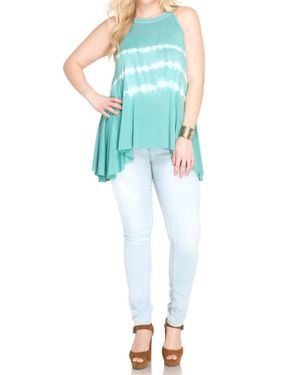 She + Sky Sleeveless Tie Dye Tank - Blue