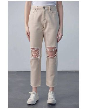 Hidden Jeans Hi-Rise Shredded Knee Jeans - Gray