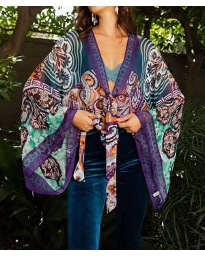 Leto Boho Chic Tie Front Wrap - Blue