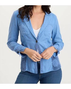XCVI Trinket Linen Crochet Jacket - Blue