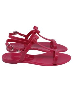 Stuart Weitzman Mellie Bow Jelly Flat Sandals - Red
