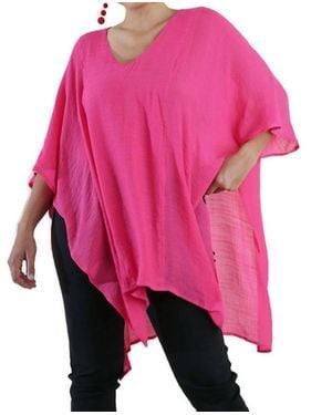 Umgee V-Neck Caftan Tunic - Pink